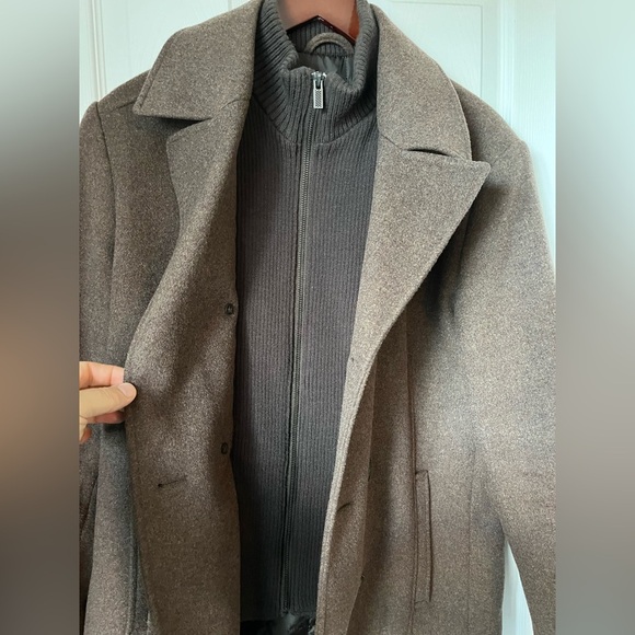 Mens Kennth Cole Reaction Double Breast Dress Peacoat Chocolate Brown EUC - Picture 12 of 15